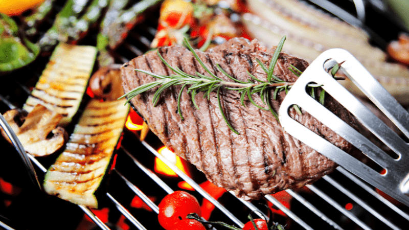 grilling steak meats